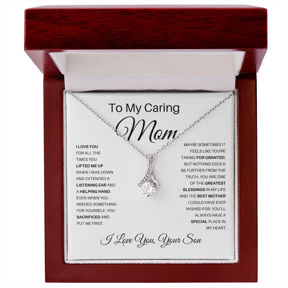 Useful Gifts for Mom from Son | To My Caring Mom Gift from Son Necklace