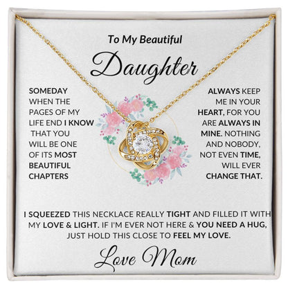 To My Beautiful Daughter Necklace from Mom | Special Gift for Daughter from Mom, Love Knot Necklace