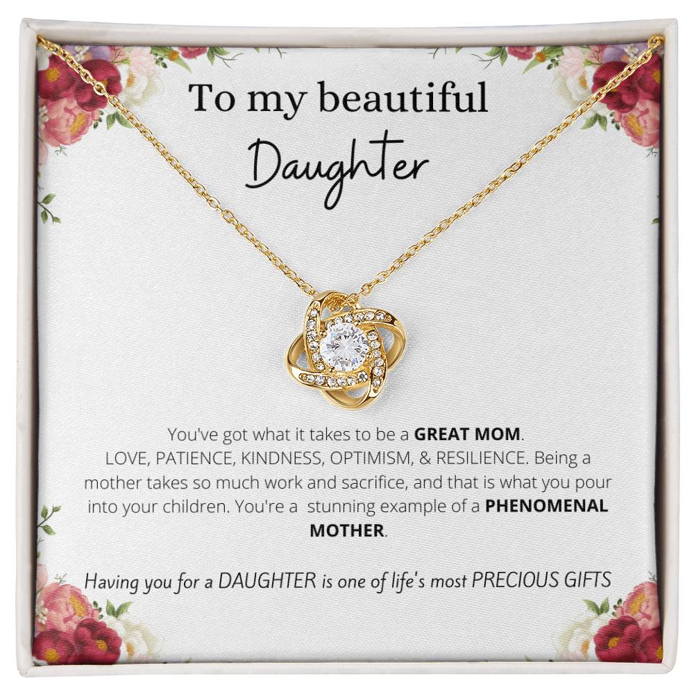 To My Daughter Love Knot Necklace | Good Gift for Daughter from Mom, Gift from Dad, Daughter Gift