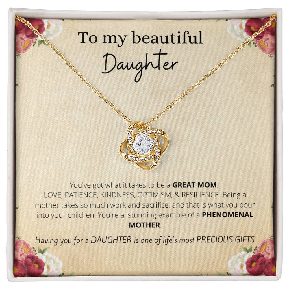 Unique Gift for Daughter Love Knot Necklace | To My Beautiful Daughter
