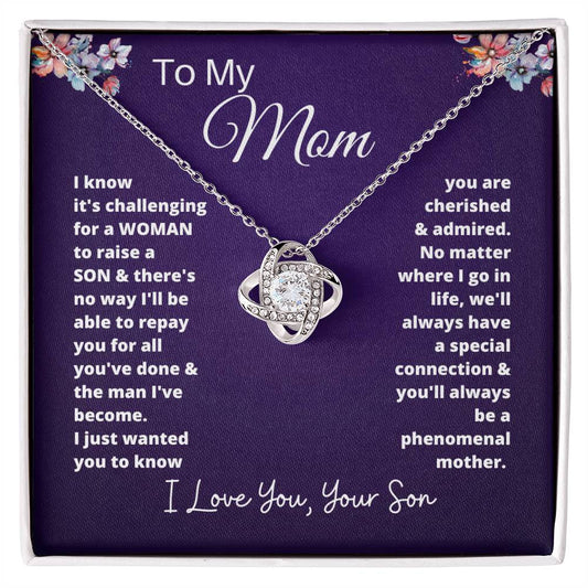 Gift for Mom Love Knot Necklace | Gift for Mom From Son, To My Mom Gift