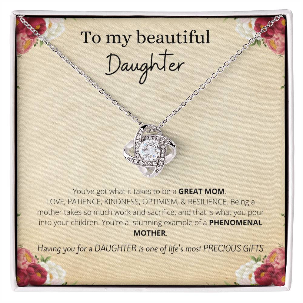 Unique Gift for Daughter Love Knot Necklace | To My Beautiful Daughter
