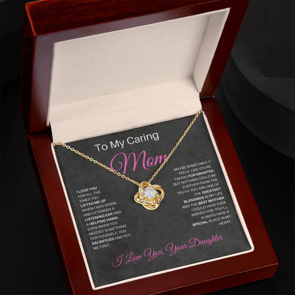 Gift for Mom Love Knot Necklace | Gift for Mom From Daughter, To My Caring Mom Gift, Gift from Daughter, Mom Gift