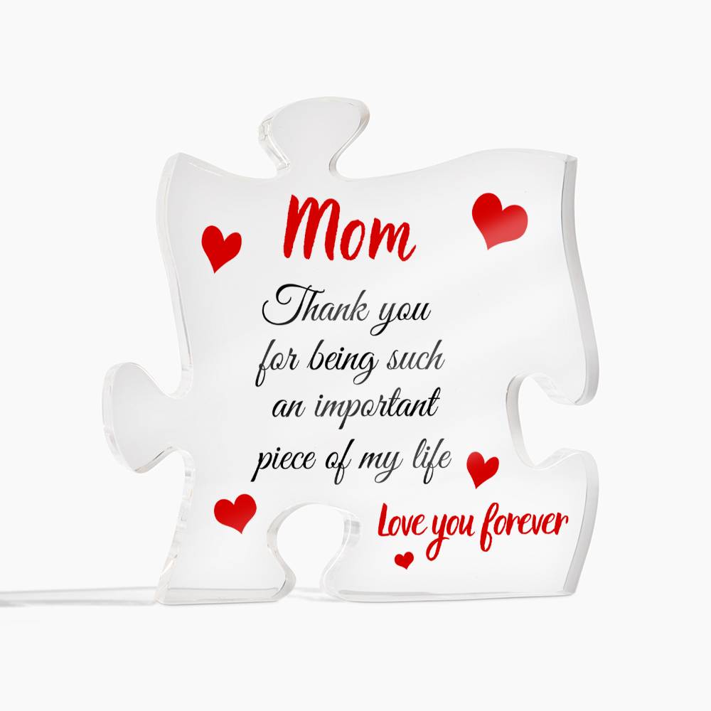 Gift for Mom Acrylic Puzzle Plaque | Useful Gift for Mom from Daughter, Gift from Son, Desk Decoration, Home Decor