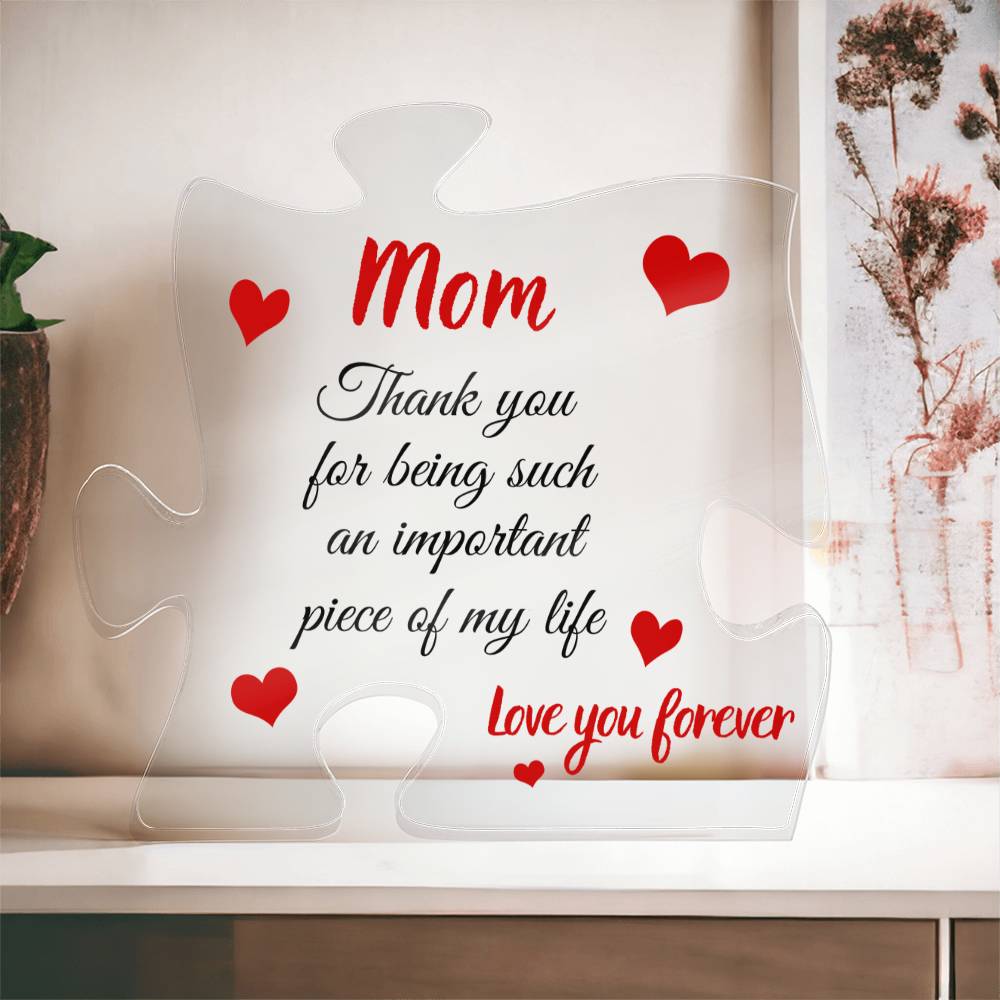 Gift for Mom Acrylic Puzzle Plaque | Useful Gift for Mom from Daughter, Gift from Son, Desk Decoration, Home Decor