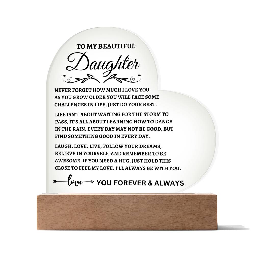 "You Forever & Always" Gift for Daughter | Perfect Gift for Daughter from Mom, Gift from Dad, Printed Heart Acrylic Plaque