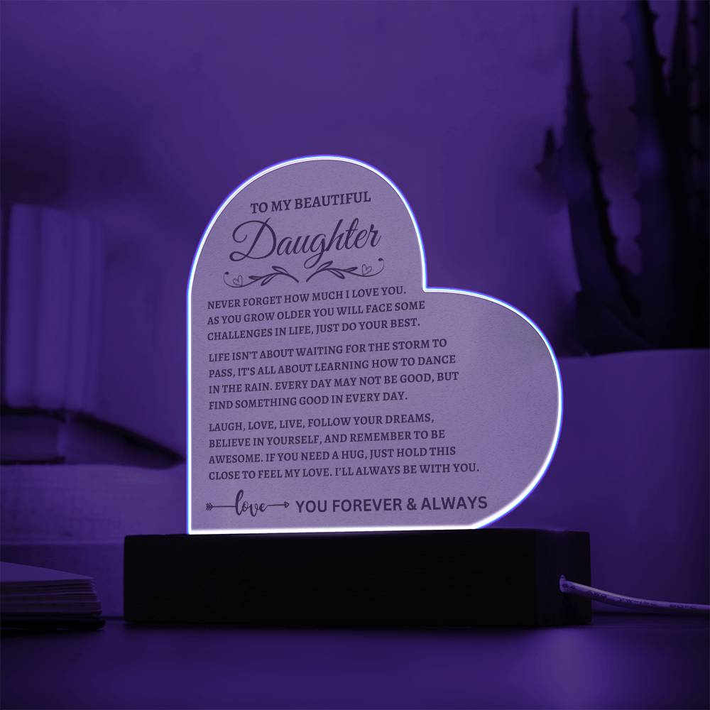 "You Forever & Always" Gift for Daughter | Perfect Gift for Daughter from Mom, Gift from Dad, Printed Heart Acrylic Plaque